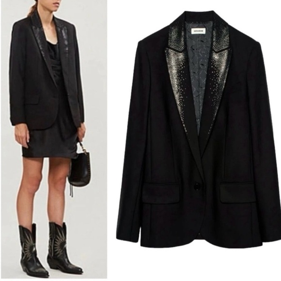 Zadig & Voltaire Jackets & Blazers - Zadig & Voltaire Black Blazer with Glitter Detail on collar size 40 about a 8-10